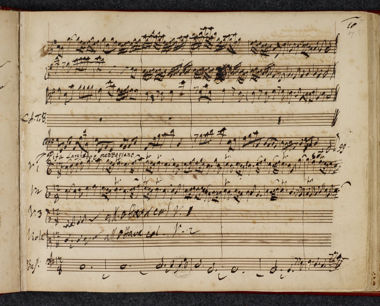 R.M.20.f.2 f.37r, partitura autógrafo do Messias, mostrando ‘pifa’ ou sinfonia pastoral de George Frederick Handel