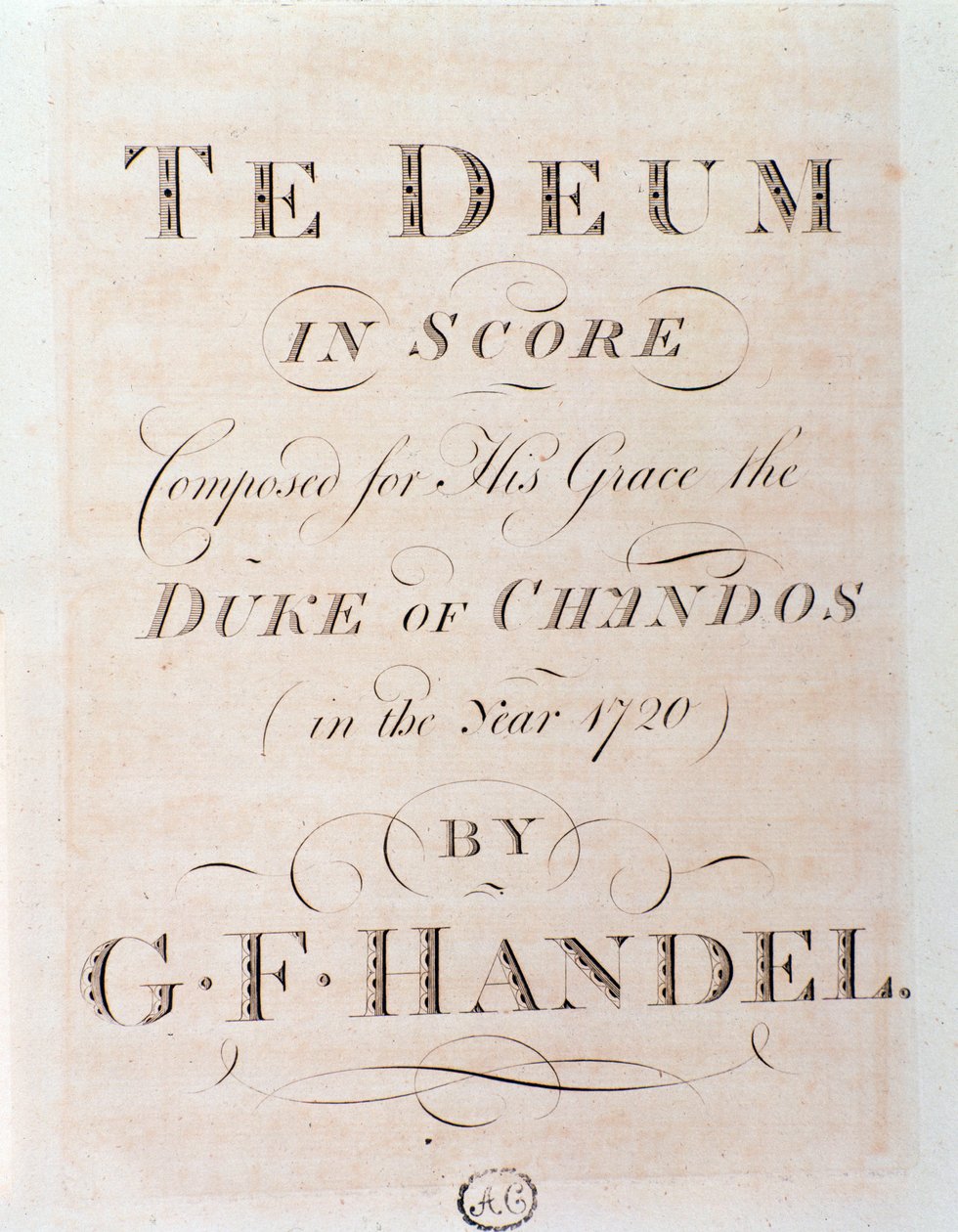 Página de título da partitura de Te deum de G F Handel de George Frederick Handel