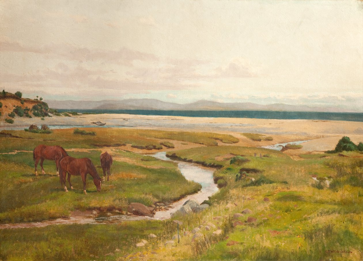 Costa cena com cavalos de George Frederick Waldo Johnson