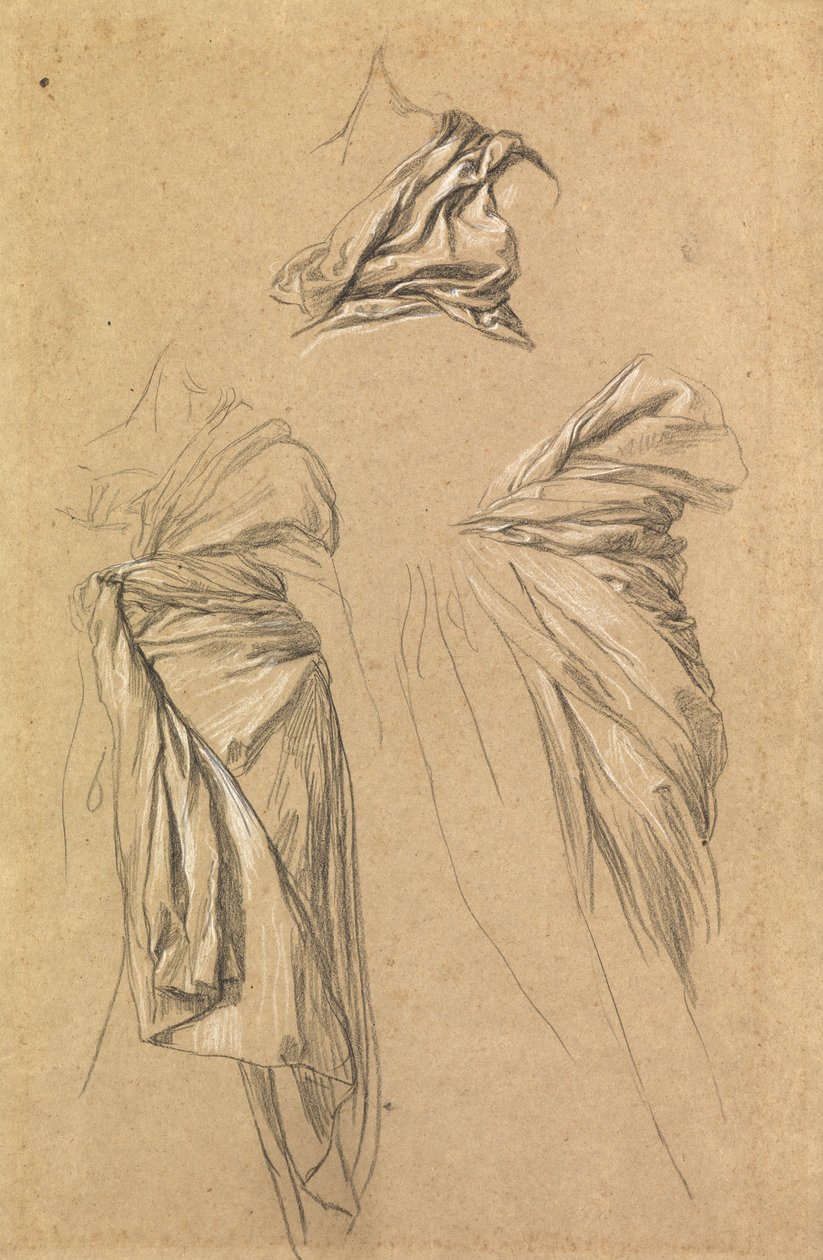 Estudos de Cortinas para a Figura da Morte em "Tempo, Morte e Julgamento", 1865-66 de George Frederick Watts