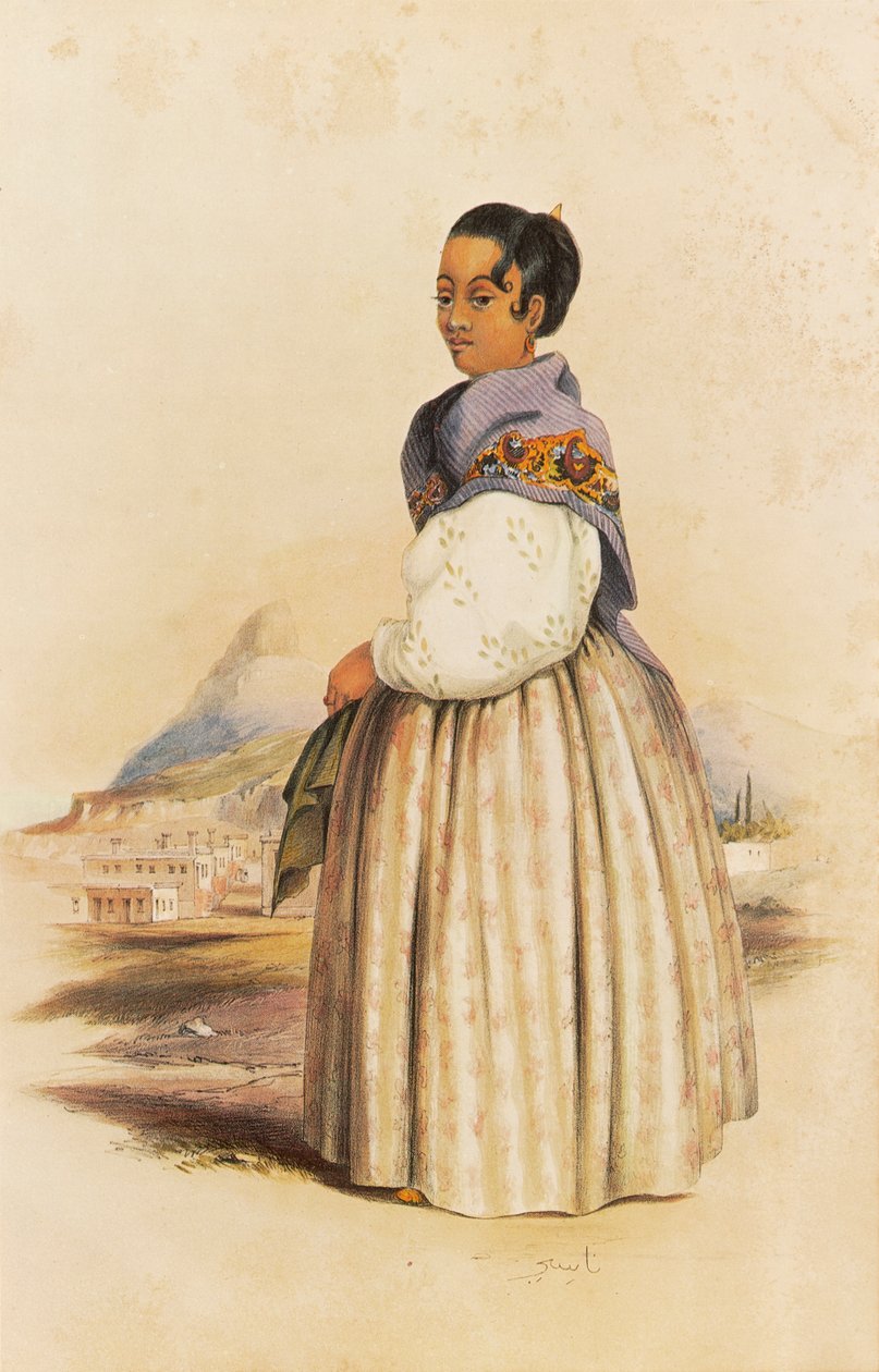 Nazea, esposa de Karel, um respeitado padre malaio na Cidade do Cabo de George French Angas
