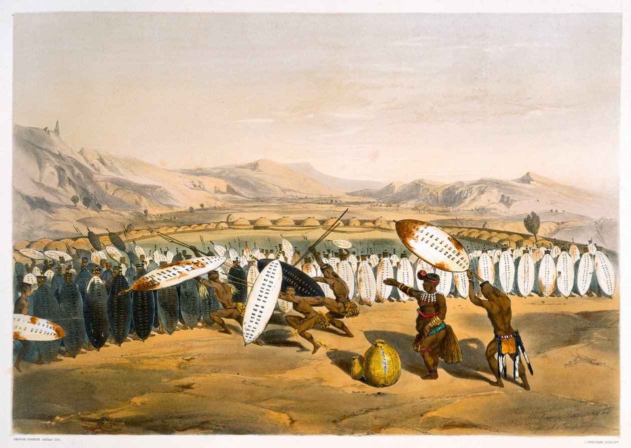 Umpanda revendo suas tropas em Nonduengi, 1849 de George French Angas