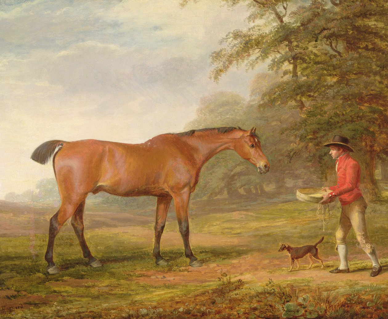 Um Bay Horse Aproximado por um Rapaz Estável com Comida e um Halter, 1789 de George Garrard