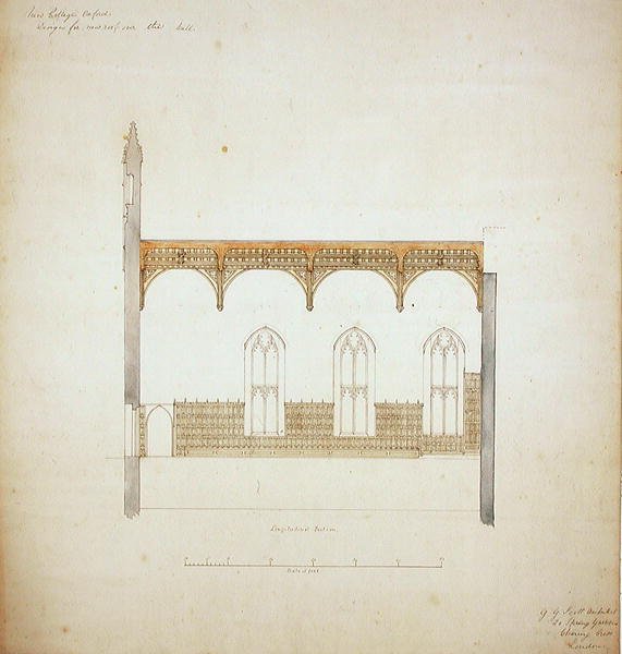 New College Oxford: Design para o telhado do New Hall de George Gilbert Scott
