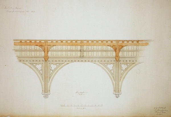 New College Oxford: Design para o telhado do New Hall de George Gilbert Scott
