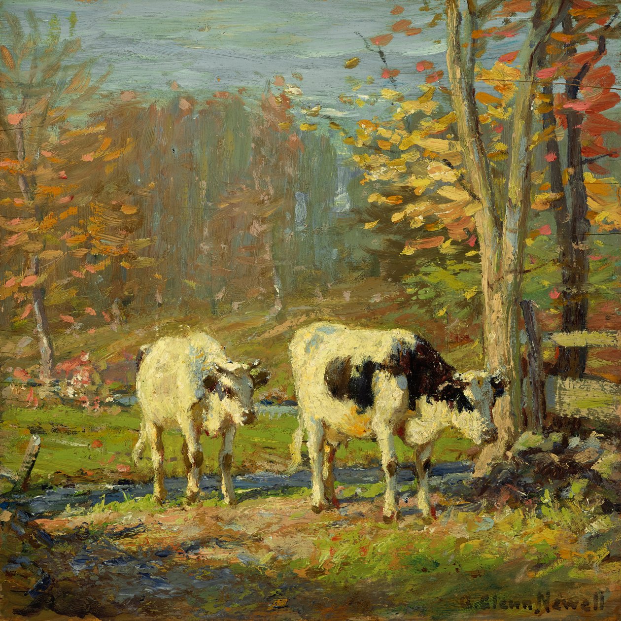A Pista para o riacho (óleo sobre painel) de George Glenn Newell