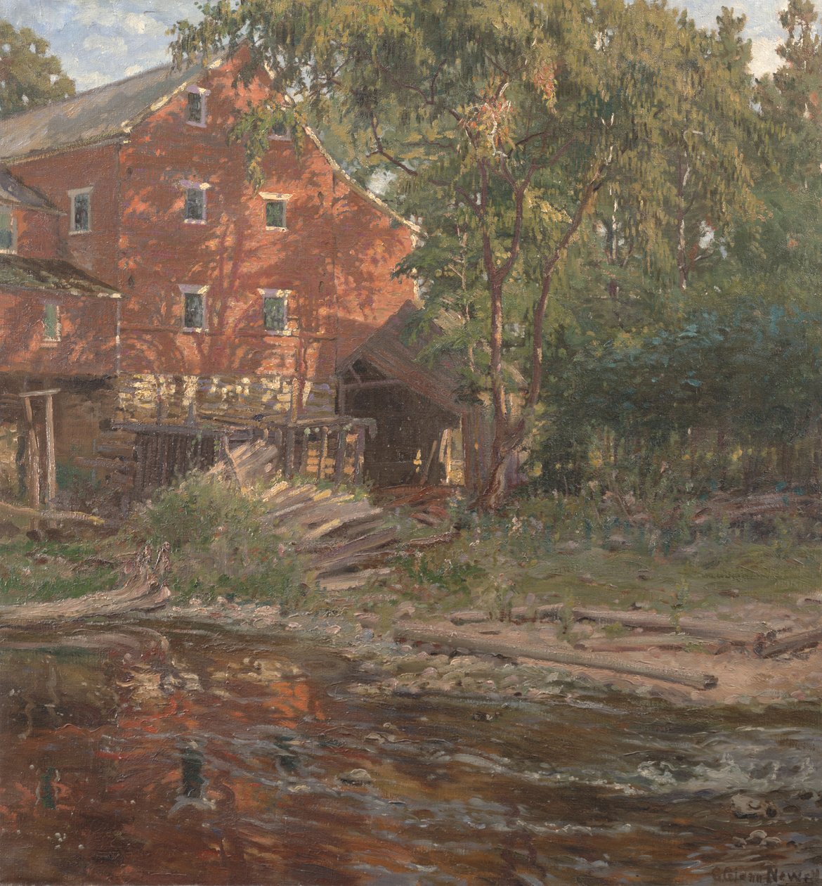 O moinho vermelho, c.1916 (óleo sobre tela) de George Glenn Newell