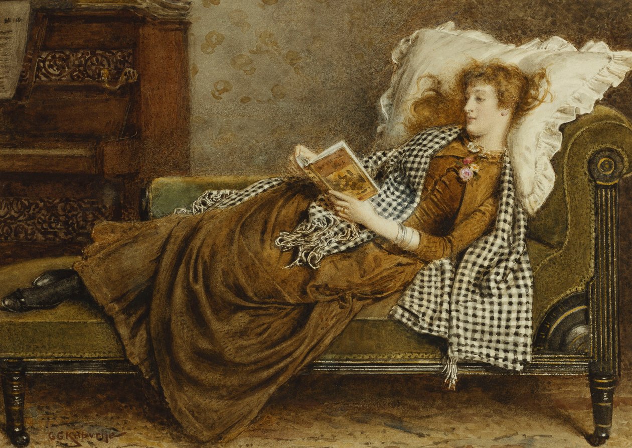Uma jovem lendo no interior, de George Goodwin Kilburne