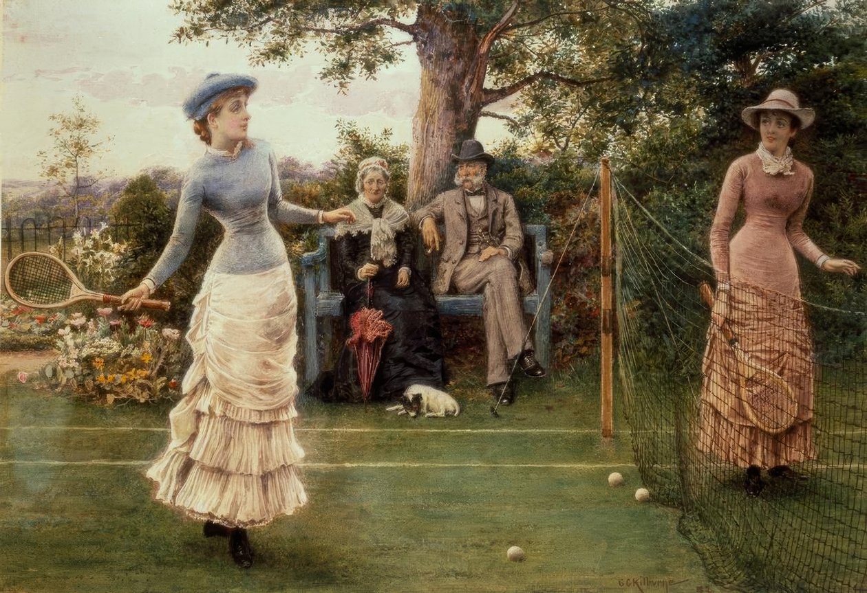 GGKilburne, jogo de tênis - pintura, 1882 de George Goodwin Kilburne