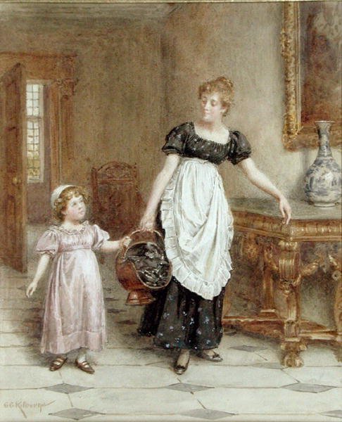 Muitas Mãos Fazem o Trabalho Ligeiro (aguarela sobre papel) de George Goodwin Kilburne