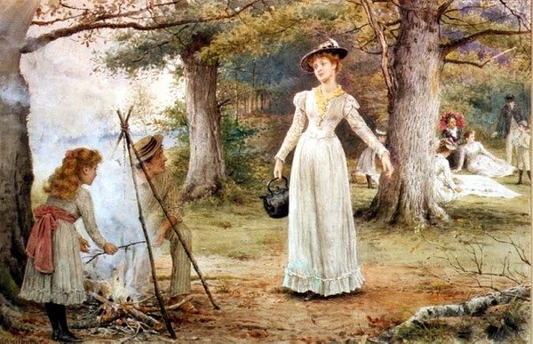 Stoking o fogo (wc) de George Goodwin Kilburne