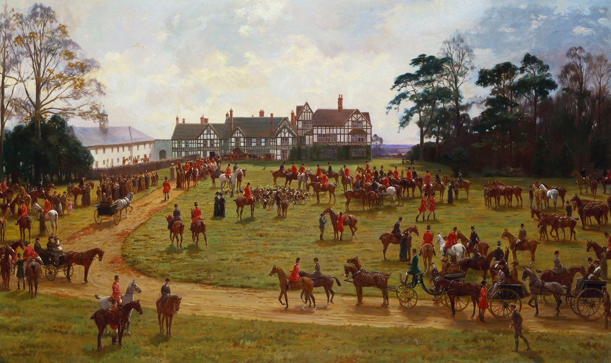 The Cheshire Hunt - o Encontro em Calveley Hall de George Goodwin Kilburne