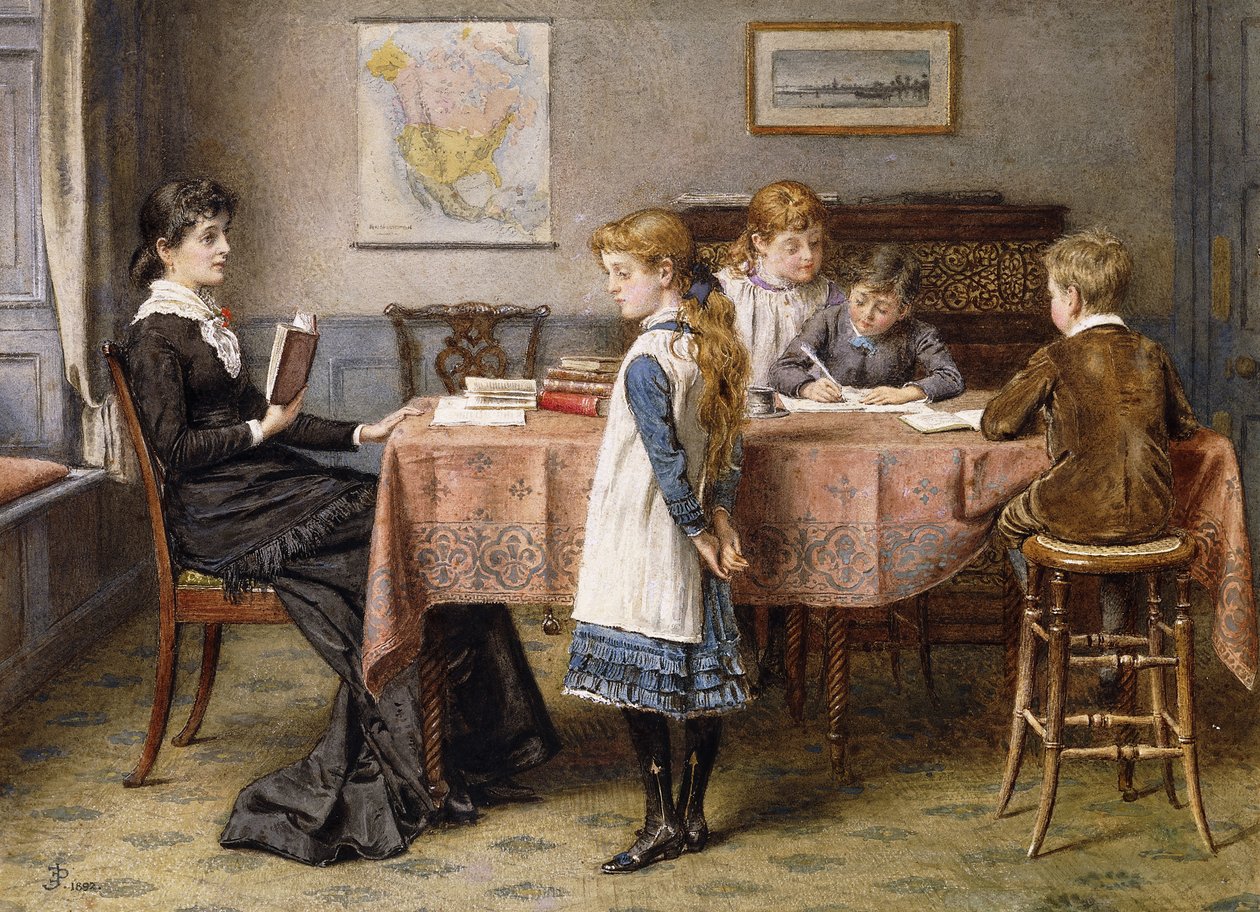 A lição, 1892 de George Goodwin Kilburne