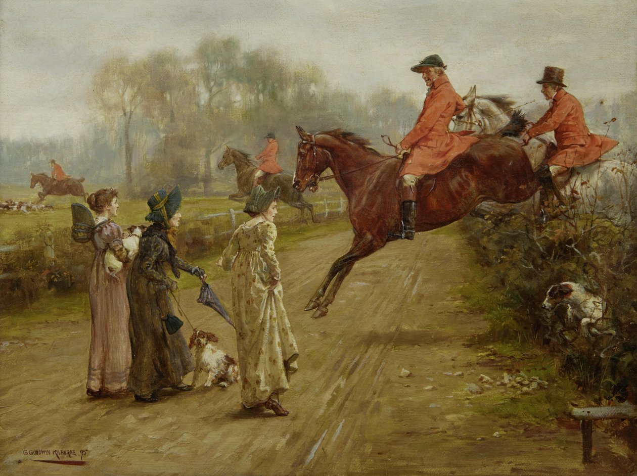 Assistindo a Caça, 1895 de George Goodwin Kilburne
