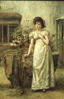 Jovem mulher ao lado de um tronco de árvore de George Goodwin Kilburne