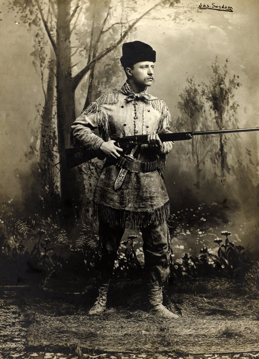 Theodore Roosevelt em camurça, território de Dakota c.1885 (foto p/b) de George Grantham   Bain News Service Bain