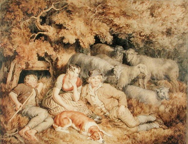 Noontide, c.1812 (aguarela sobre papel) de George Grattan
