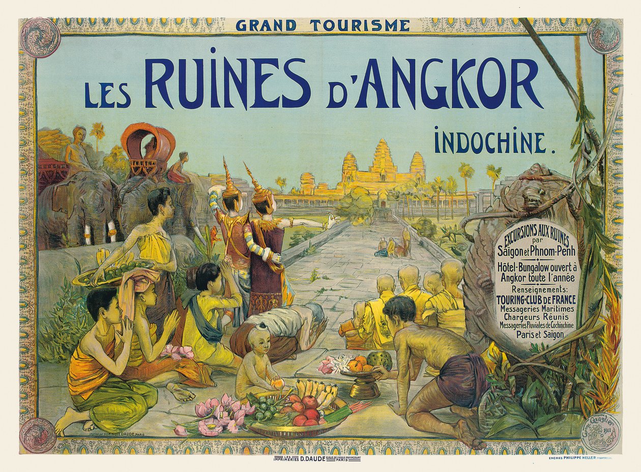 Cartaz francês anunciando os Templos de Angkor, na Indochina de George Groslier