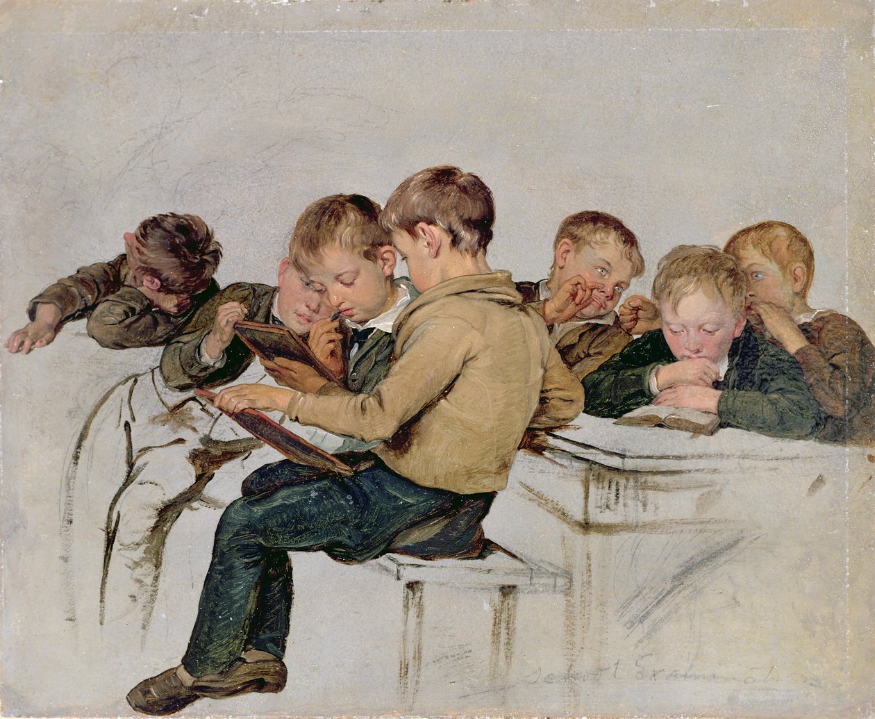 Exame escolar (óleo sobre papel) de George Harvey
