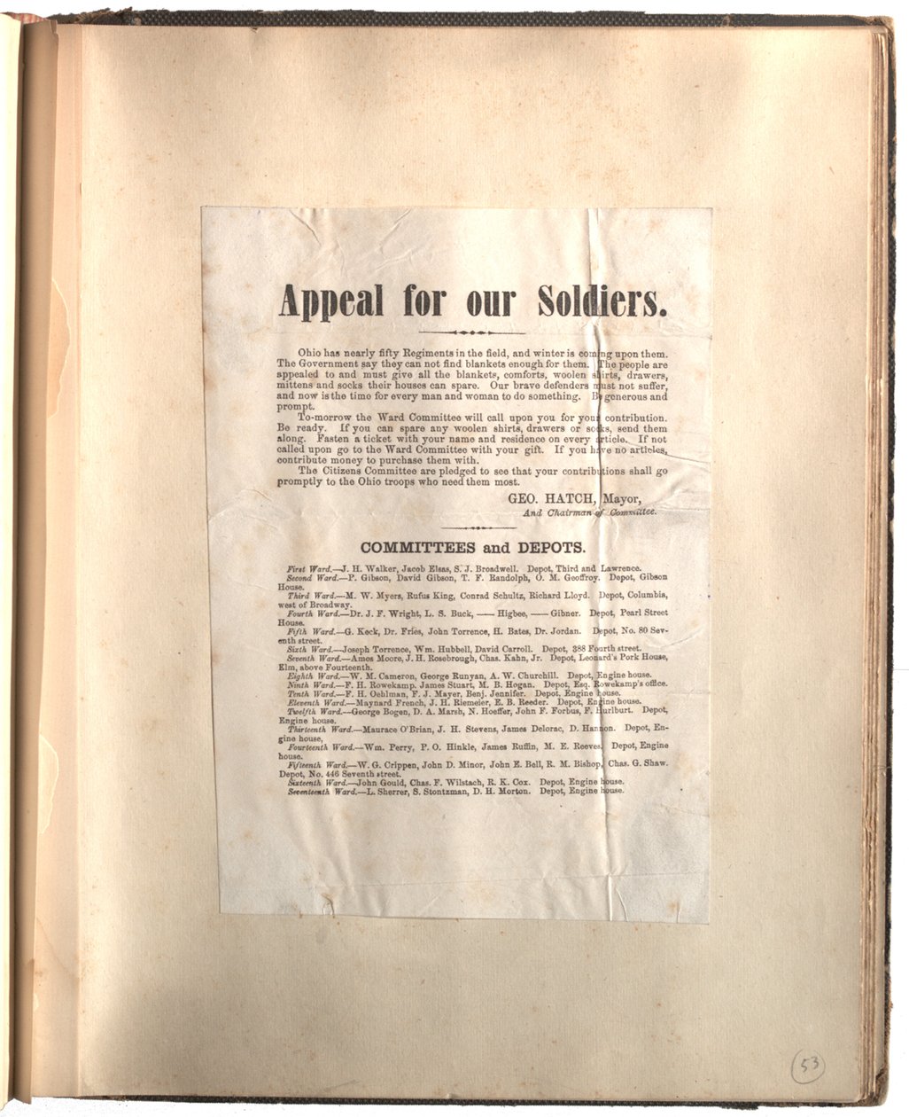 Apelo para nossos soldados, Ohio [em scrapbook], c.1861-1865 de George Hatch