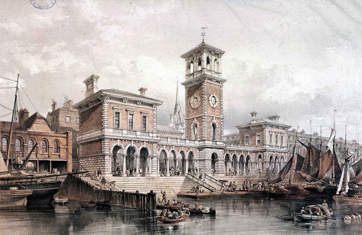 Billingsgate Wharf and Market, Londres, 1851 de George Hawkins