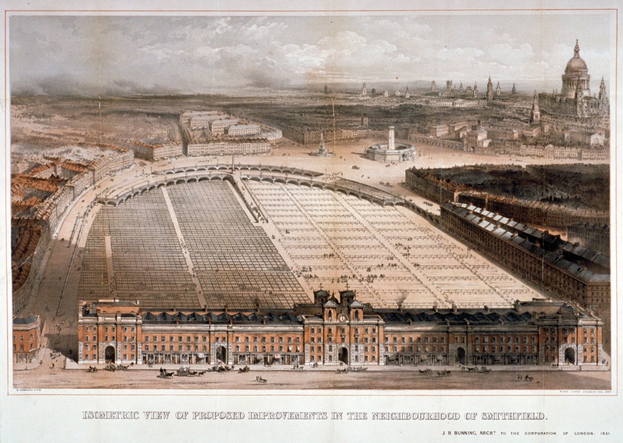 Smithfield Market, Cidade de Londres, 1851 de George Hawkins