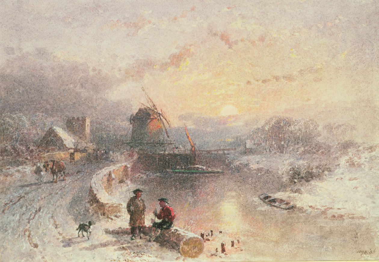 Paisagem de inverno: Sunset, 19th century de George Haydock Dodgson