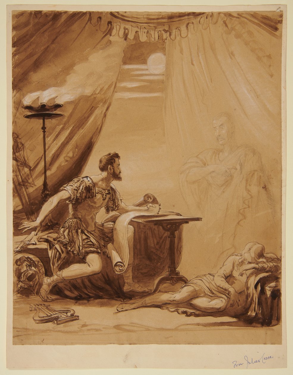 Cena de «Júlio César», de Shakespeare: o fantasma de César aparece a Bruto de George Hayter