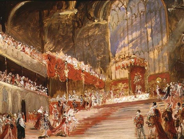 A Coroação do Rei Jorge IV (1762-1830) (óleo sobre tela) de George Hayter
