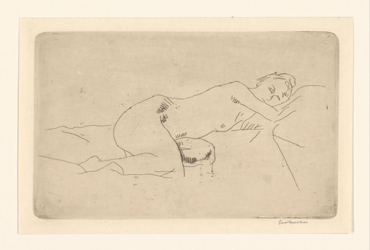 Nu feminino reclinado de George Hendrik Breitner (signed by artist)