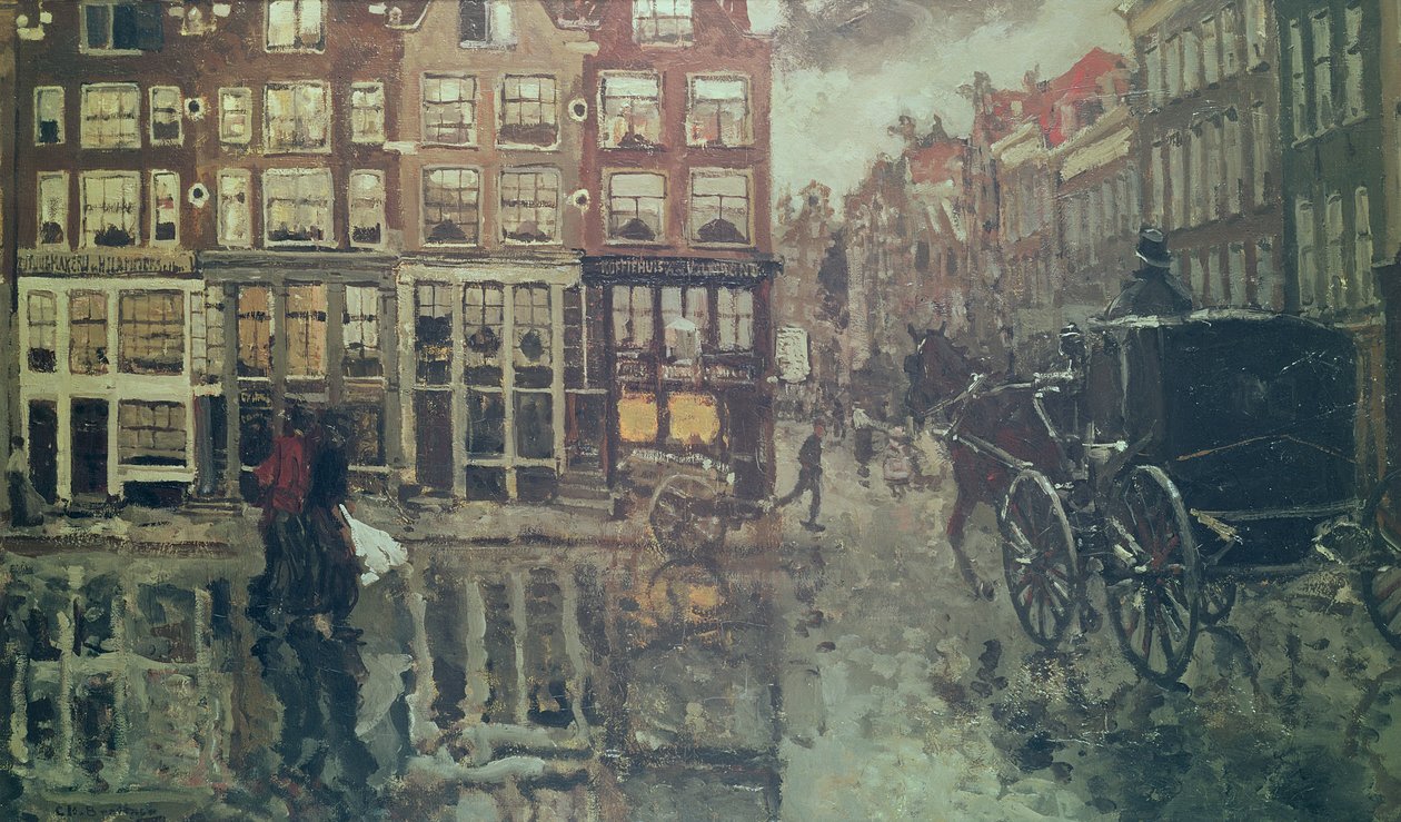 Canto da Praça Leidsche, Amsterdã (óleo) de George Hendrik Breitner
