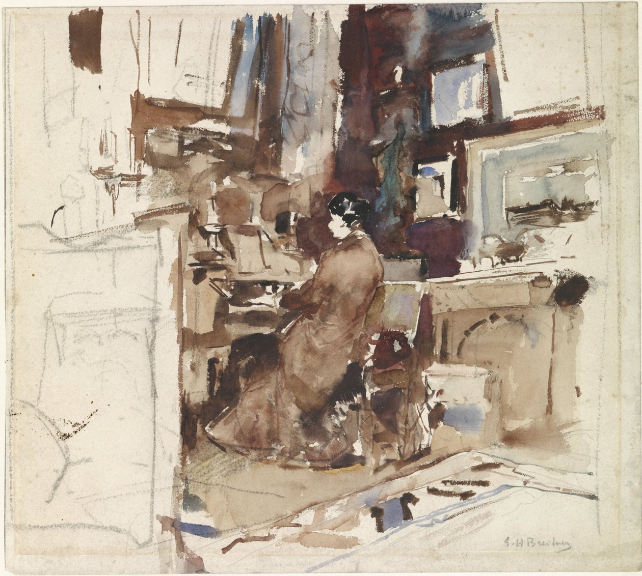 Senhora em estúdio atrás do harmónio de George Hendrik Breitner
