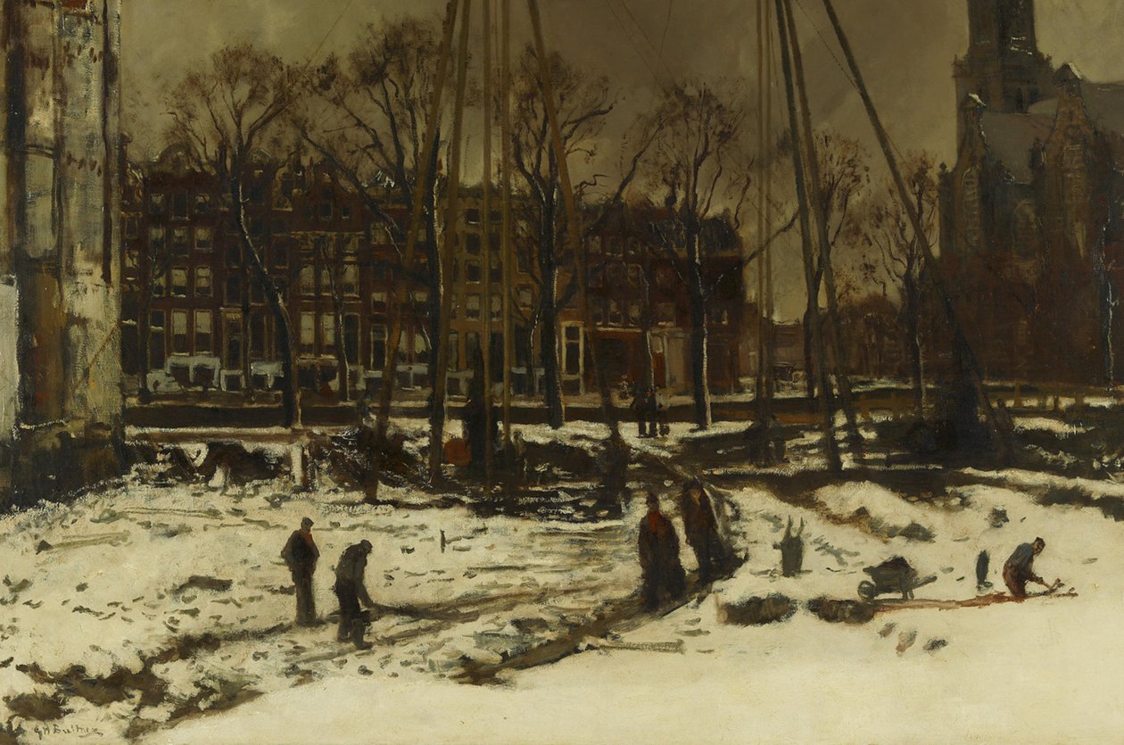 Obras na Raadhuisstraat no inverno de George Hendrik Breitner