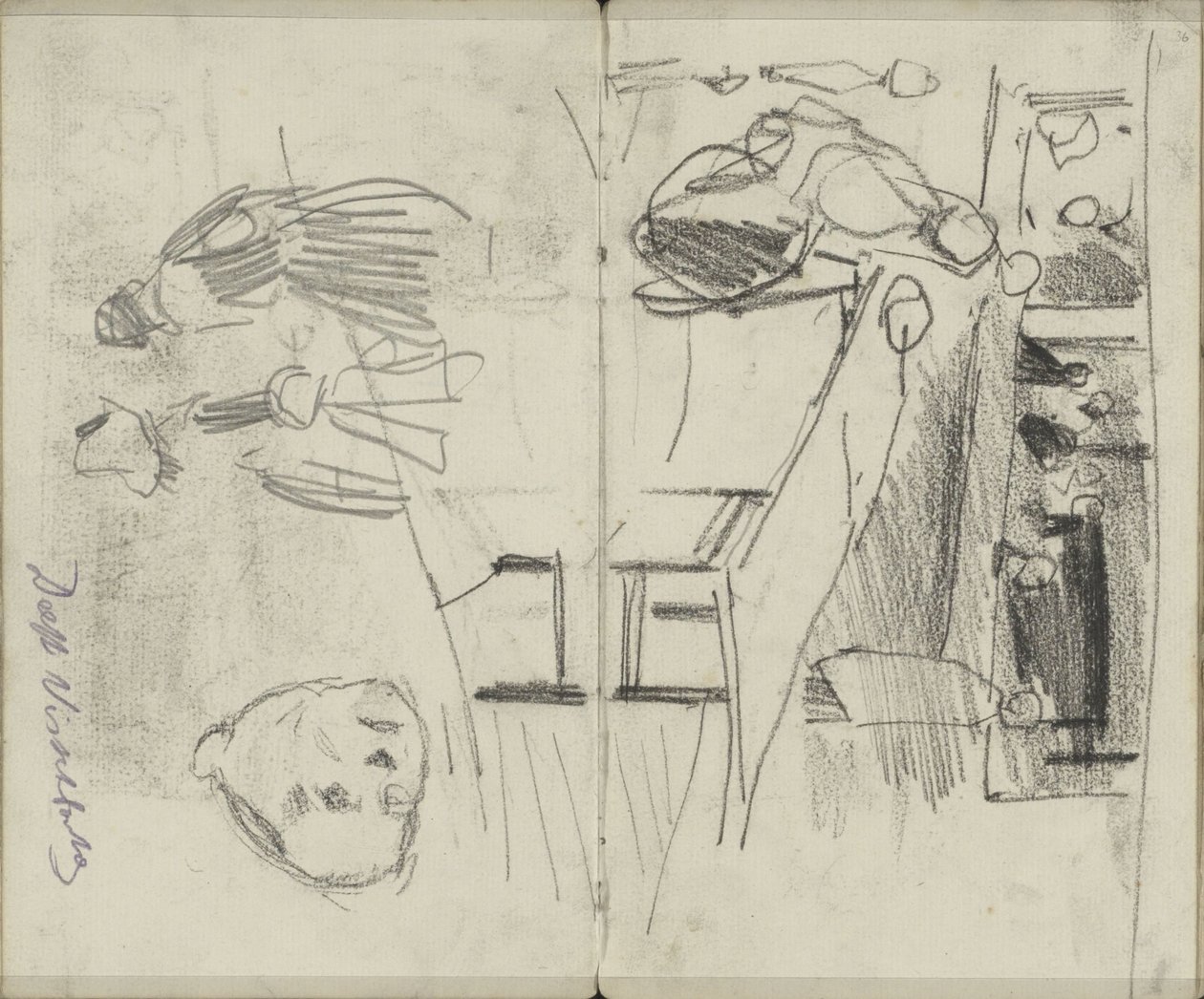 Números no Visbank em Delft e estudos de figuras de George Hendrik Breitner