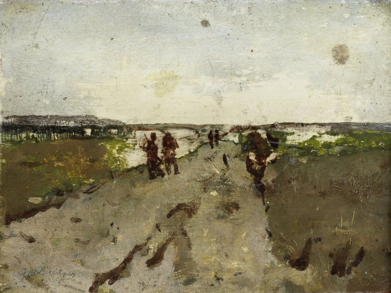 Paisagem perto de Waalsdorp, com Soldados em Manobra de George Hendrik Breitner