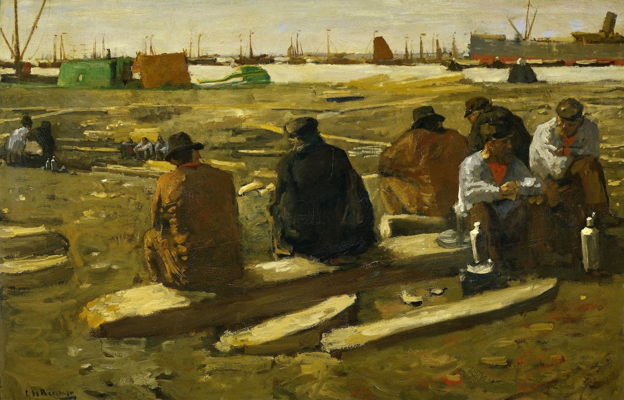 Almoço no canteiro de obras na Van Diemenstraat em Amsterdã Pausa do meio-dia no canteiro de obras na Van Diemenstraat, Amsterdã de George Hendrik Breitner