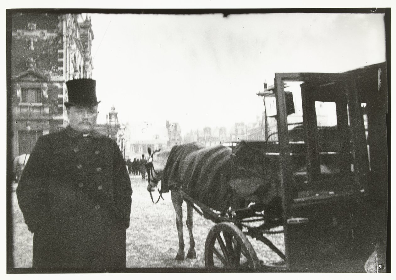 Cavalos com carruagem na Leidseplein em Amsterdã de George Hendrik Breitner