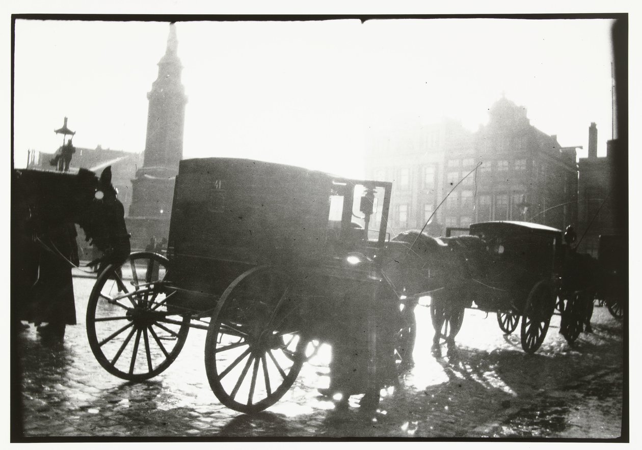 Carruagens na Praça Dam em Amesterdão de George Hendrik Breitner