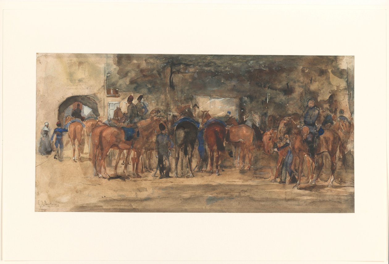 Cavalaria de descanso numa praça de George Hendrik Breitner