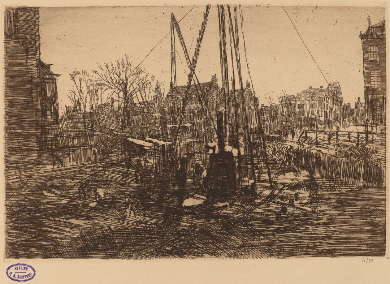 Scene in a Dutch City with Pile Driver in Foreground de George Hendrik Breitner