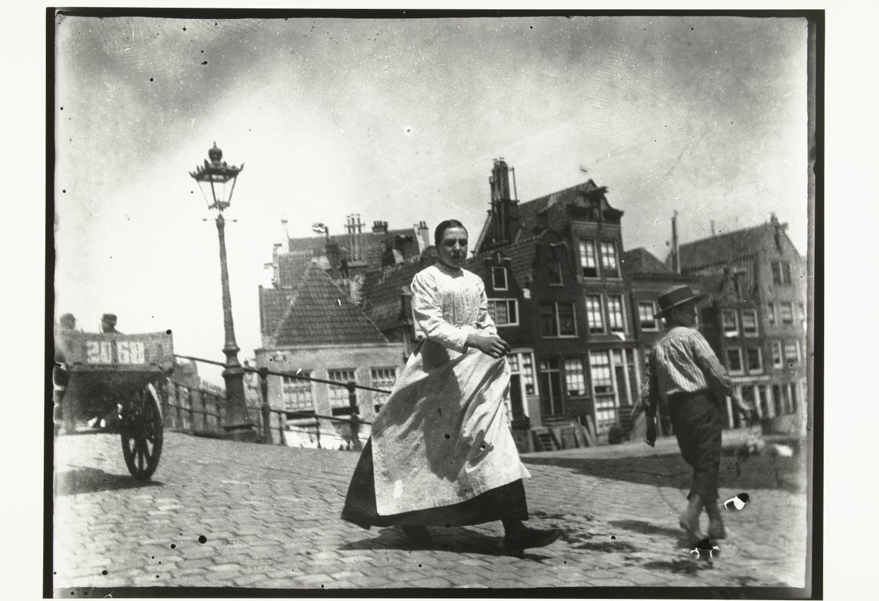 Vista da rua no cruzamento Lindengracht Lijnbaansgracht em Amsterdã de George Hendrik Breitner