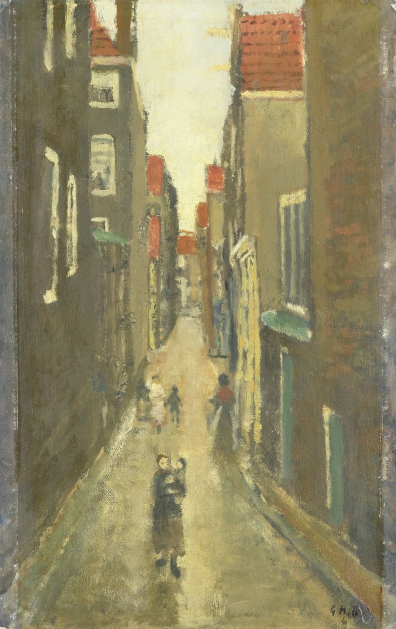 O Baanbrugsteeg olhando do Haarlemmerdijk em direcção ao Vinkenstraat e ao Brouwersgracht de George Hendrik Breitner