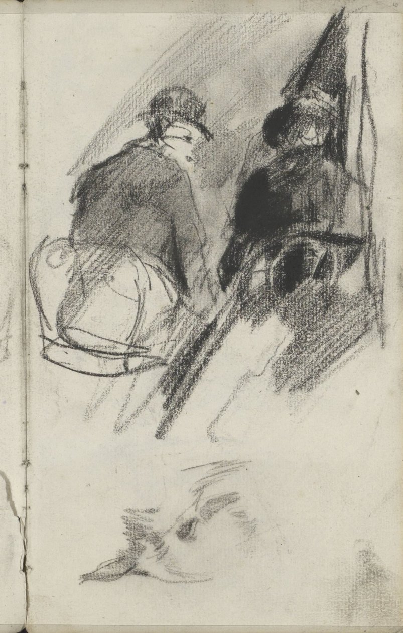 Estudos da cabeça de um pássaro e de duas figuras de George Hendrik Breitner