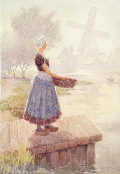 Dutch Fishergirl (aguarela sobre papel) de George Henry Alan Brown