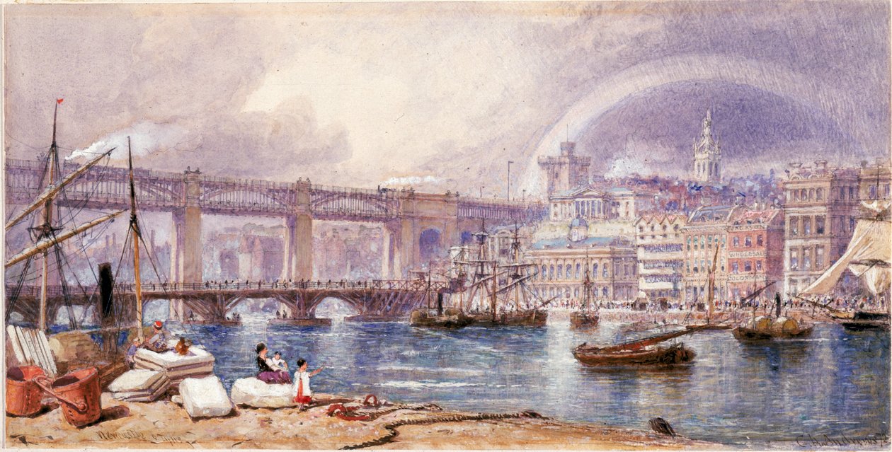 Vista de Newcastle upon Tyne (bodycolour) de George Henry Andrews
