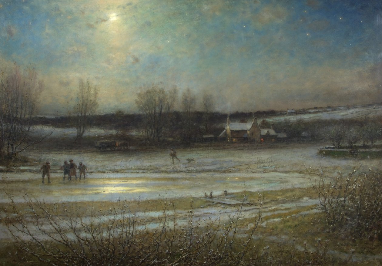 A Frosty Night - the Frozen Mill Pond, c.1904 (óleo sobre tela) de George Henry Boughton
