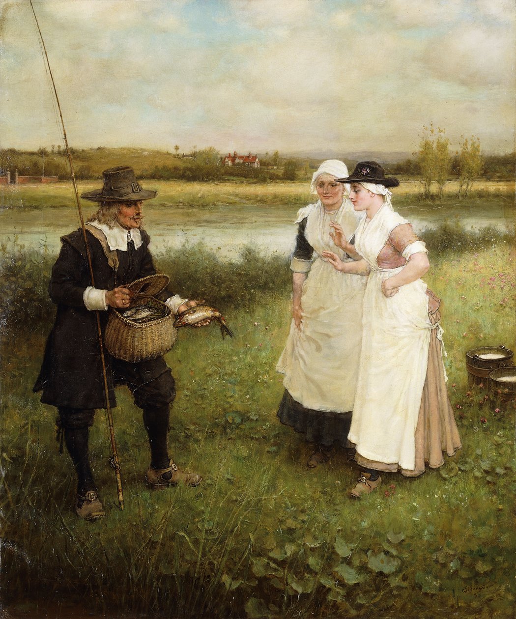 Isaac Walton e as Milkmaids, 1888 de George Henry Boughton