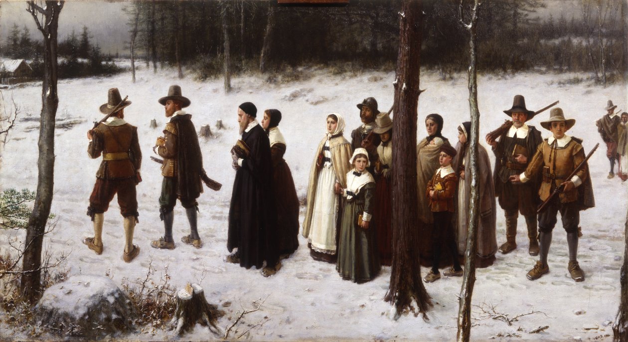 Peregrinos Indo à Igreja, 1867 de George Henry Boughton