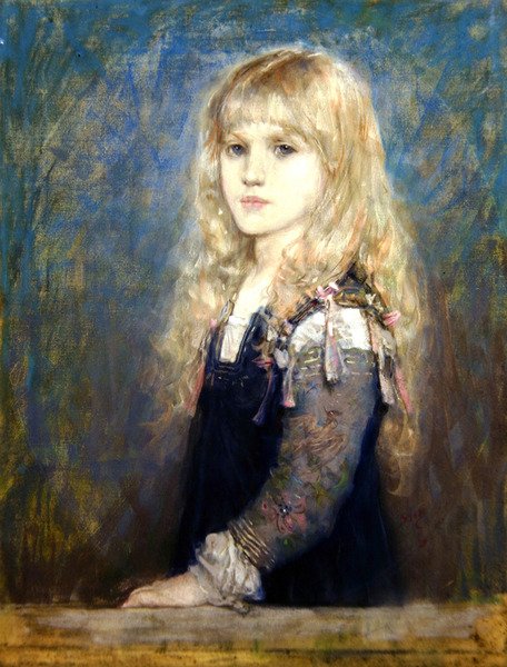 Retrato de Esme Robb (gizes coloridos sobre papel) (ver também 350756) de George Henry Boughton