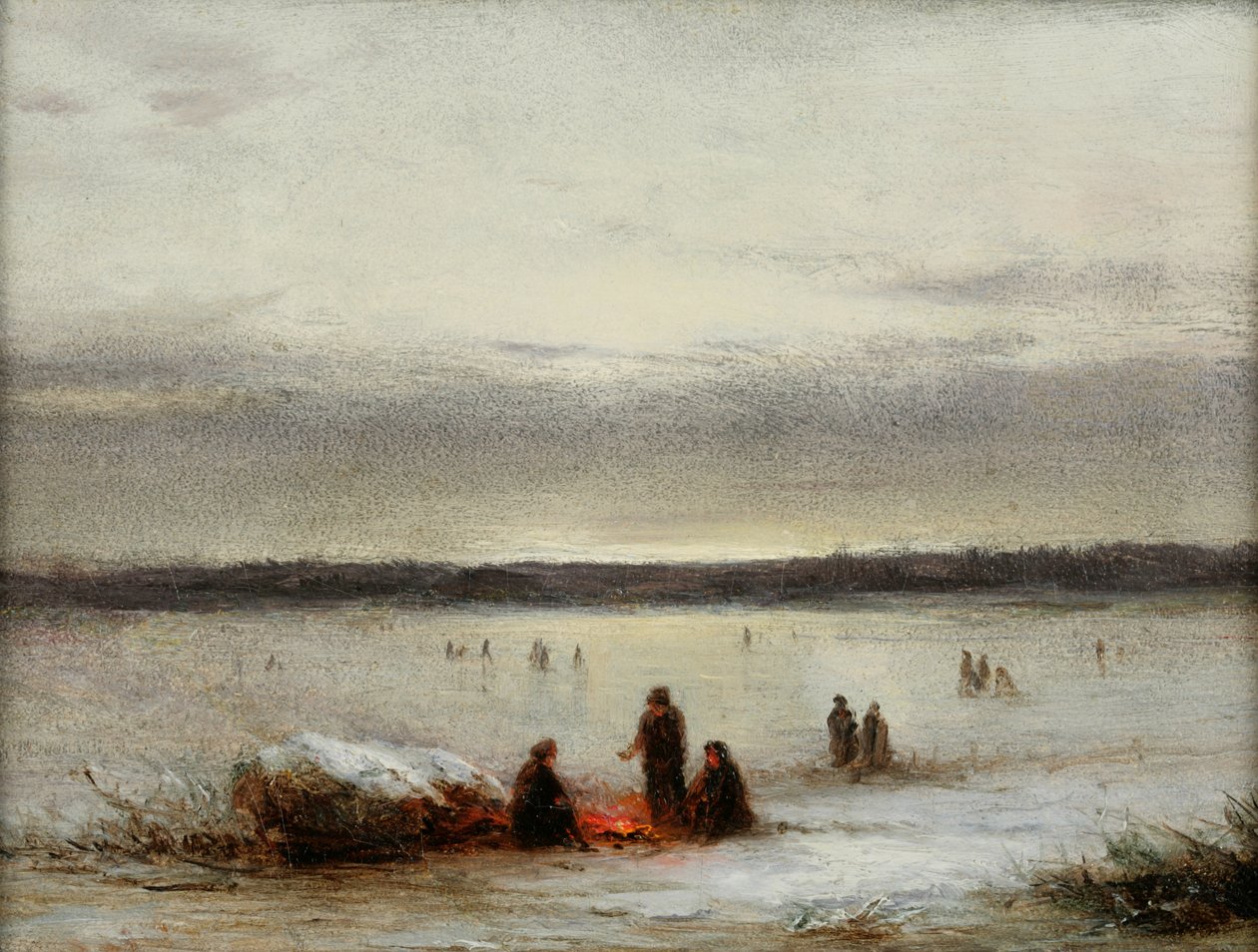 Cena de inverno (óleo no papelão) de George Henry Boughton